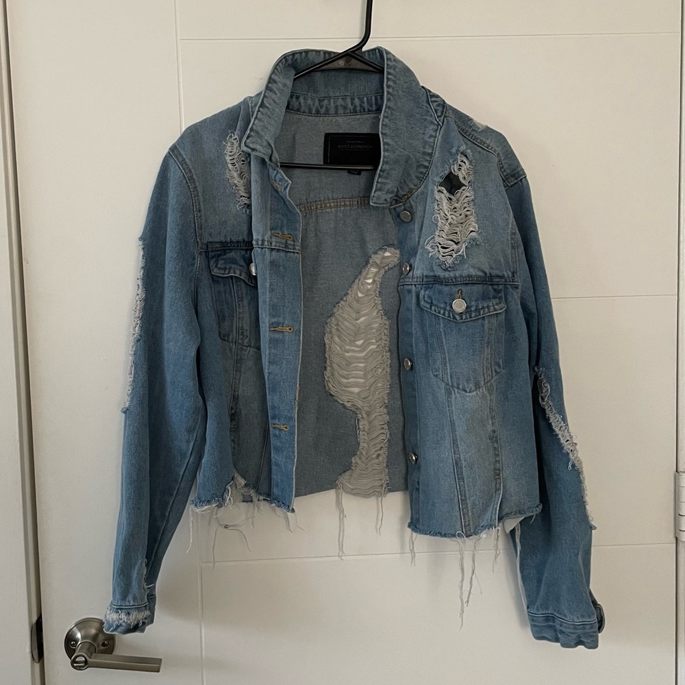 Distressed jean jacket